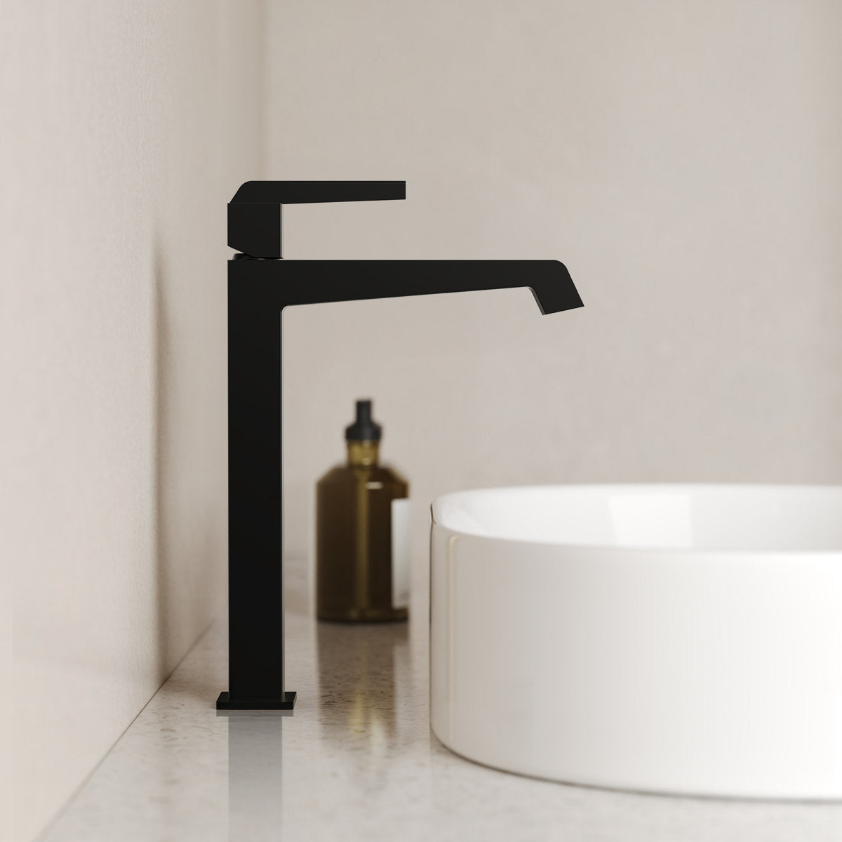 Single Hole Vessel Bathroom Faucet with Drain Assembly, Single Handle Vessel Bathroom Sink Faucet SFS-1312B-BK - Matte Black