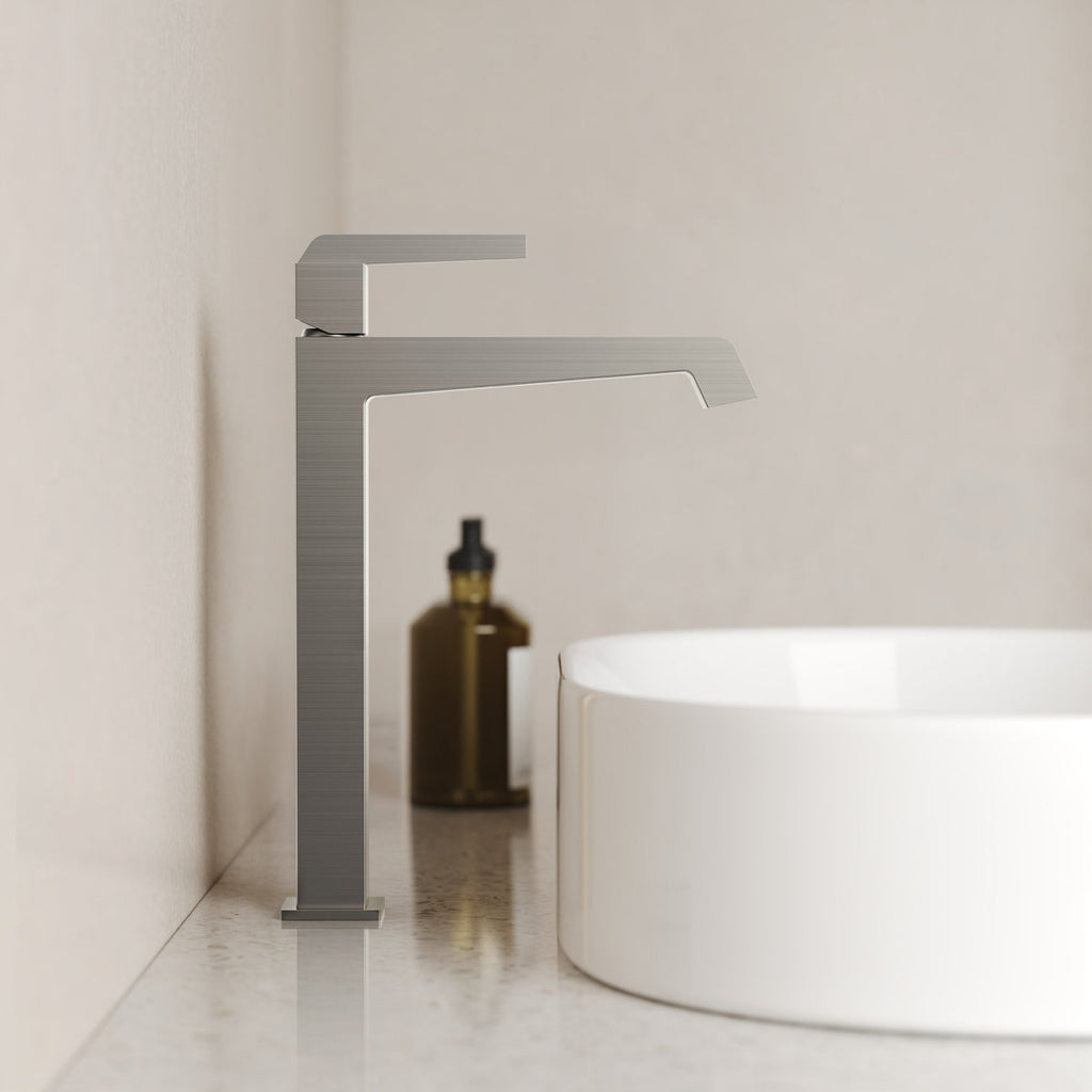 Single Hole Vessel Bathroom Faucet with Drain Assembly, Single Handle Vessel Bathroom Sink Faucet SFS-1312B-NK - Brushed Nickel