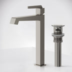 Single Hole Vessel Bathroom Faucet with Drain Assembly, Single Handle Vessel Bathroom Sink Faucet SFS-1312B-NK - Brushed Nickel