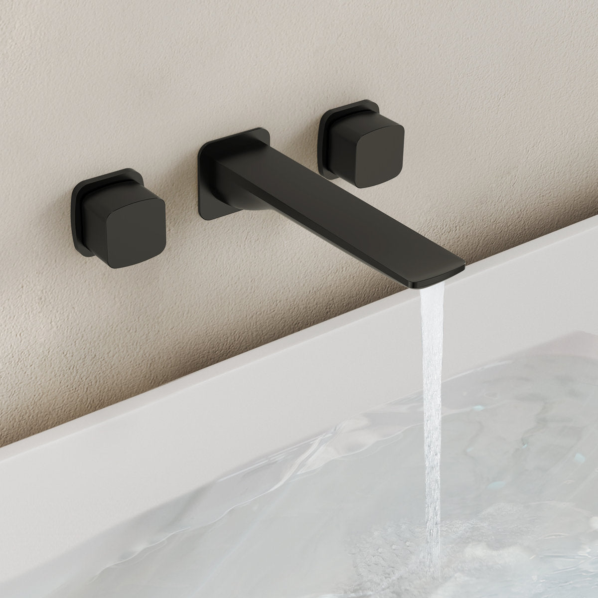 2-Handle Wall Mounted Roman Tub Faucet with Rough-In Valve SFS-1315T-BK - Matte Black