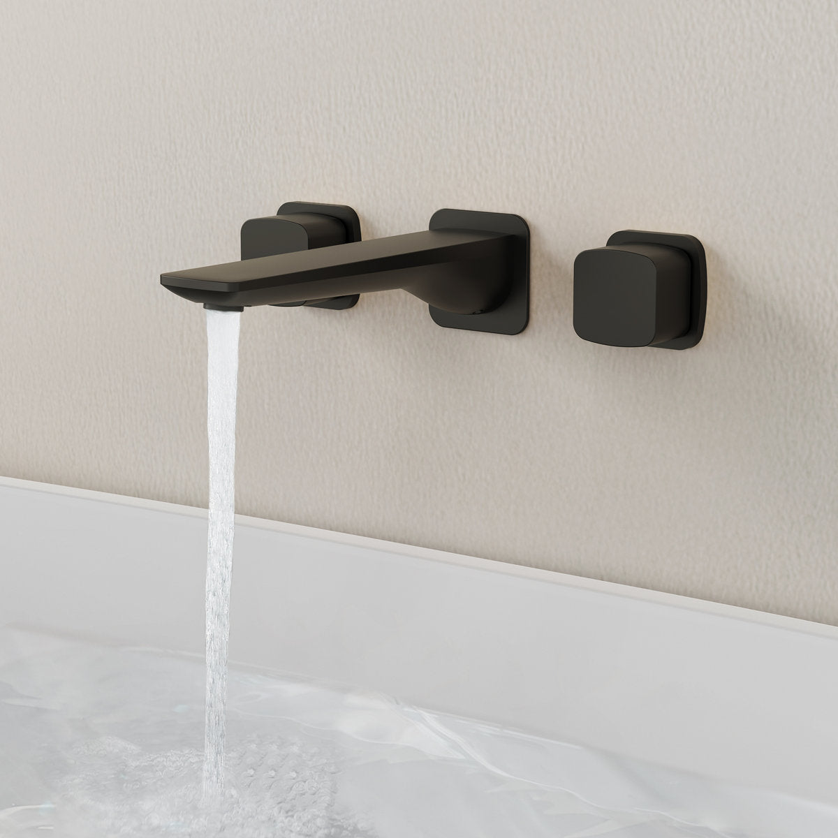 2-Handle Wall Mounted Roman Tub Faucet with Rough-In Valve SFS-1315T-BK - Matte Black