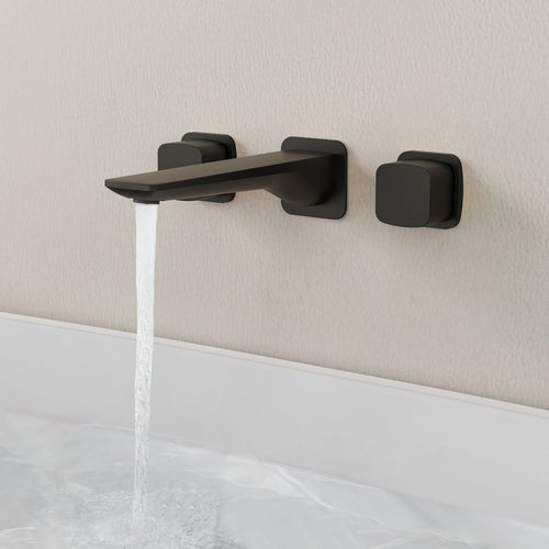 2-Handle Wall Mounted Roman Tub Faucet with Rough-In Valve SFS-1315T-BK - Matte Black