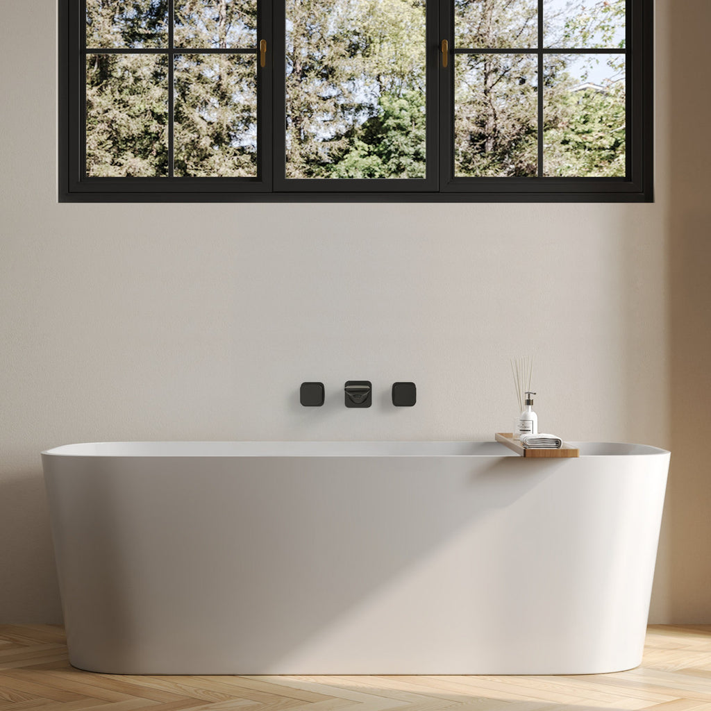 2-Handle Wall Mounted Roman Tub Faucet with Rough-In Valve SFS-1315T-BK - Matte Black