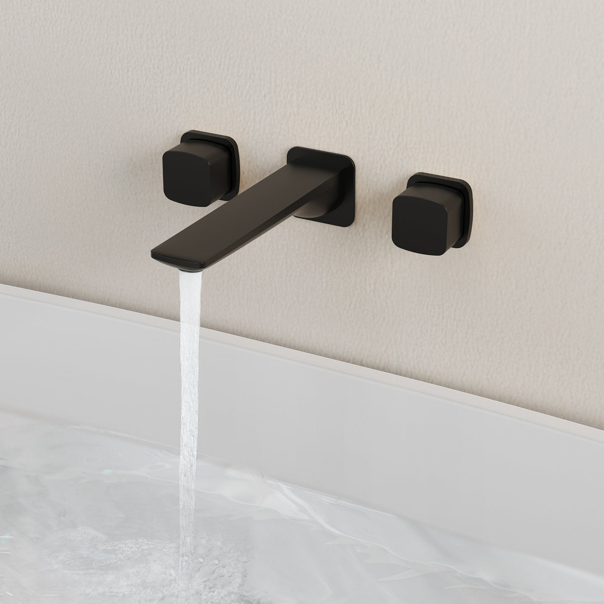 2-Handle Wall Mounted Roman Tub Faucet with Rough-In Valve SFS-1315T-BK - Matte Black