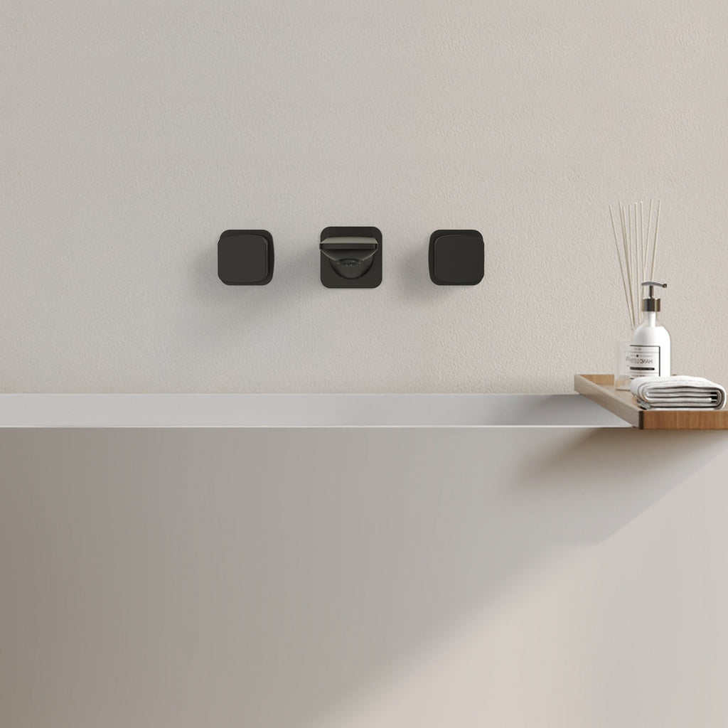 2-Handle Wall Mounted Roman Tub Faucet with Rough-In Valve SFS-1315T-BK - Matte Black