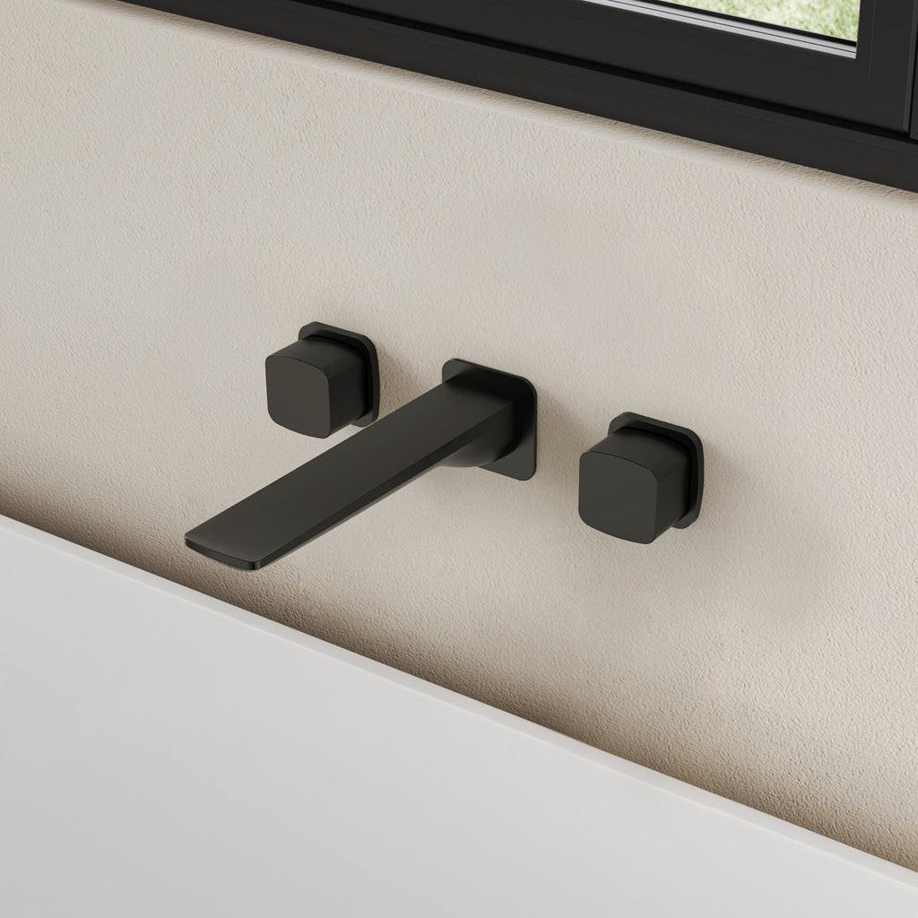 2-Handle Wall Mounted Roman Tub Faucet with Rough-In Valve SFS-1315T-BK - Matte Black