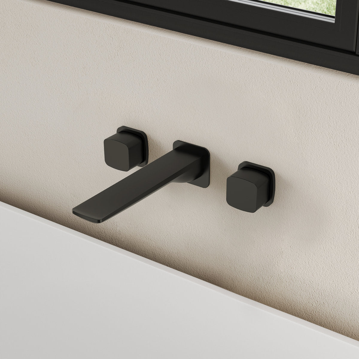 2-Handle Wall Mounted Roman Tub Faucet with Rough-In Valve SFS-1315T-BK - Matte Black