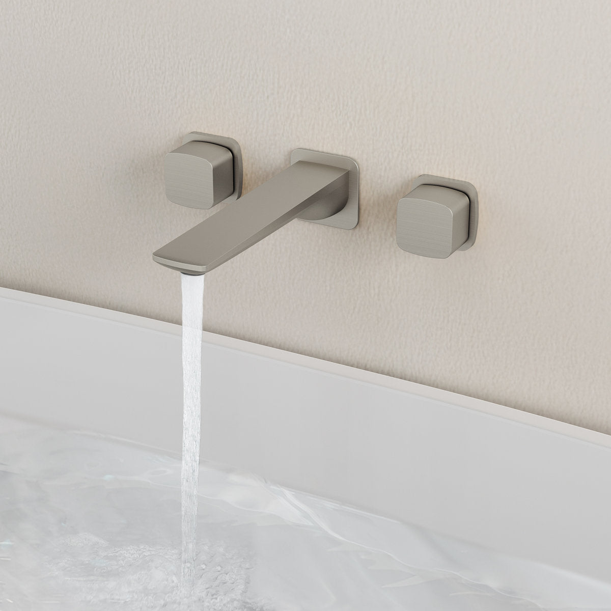 2-Handle Wall Mounted Roman Tub Faucet with Rough-In Valve SFS-1315T-NK - Brushed Nickel