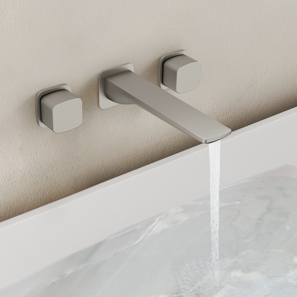 2-Handle Wall Mounted Roman Tub Faucet with Rough-In Valve SFS-1315T-NK - Brushed Nickel
