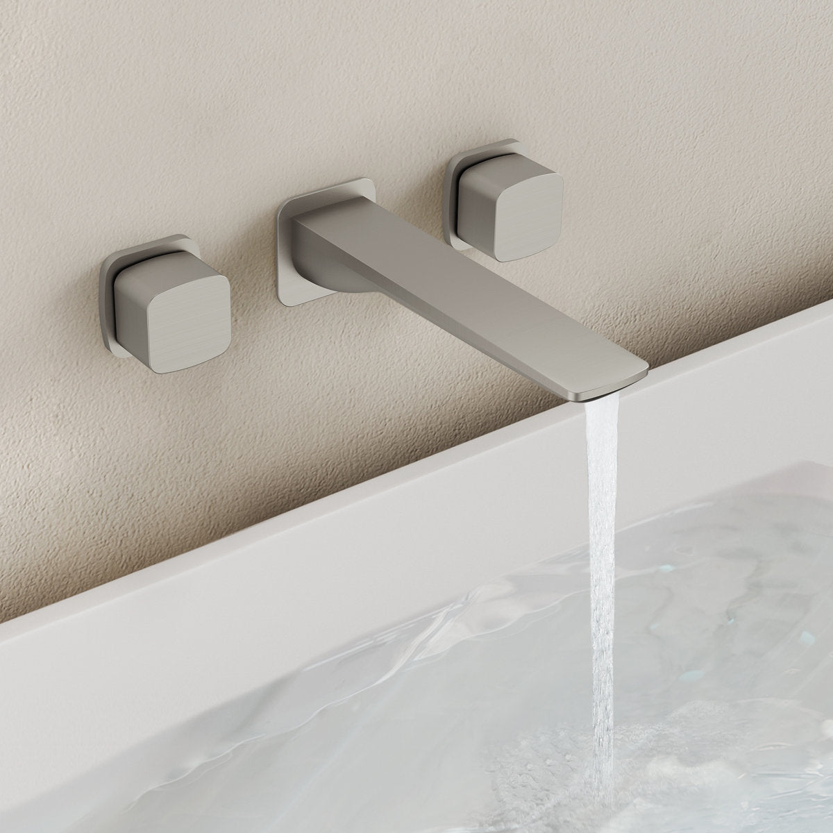 2-Handle Wall Mounted Roman Tub Faucet with Rough-In Valve SFS-1315T-NK - Brushed Nickel