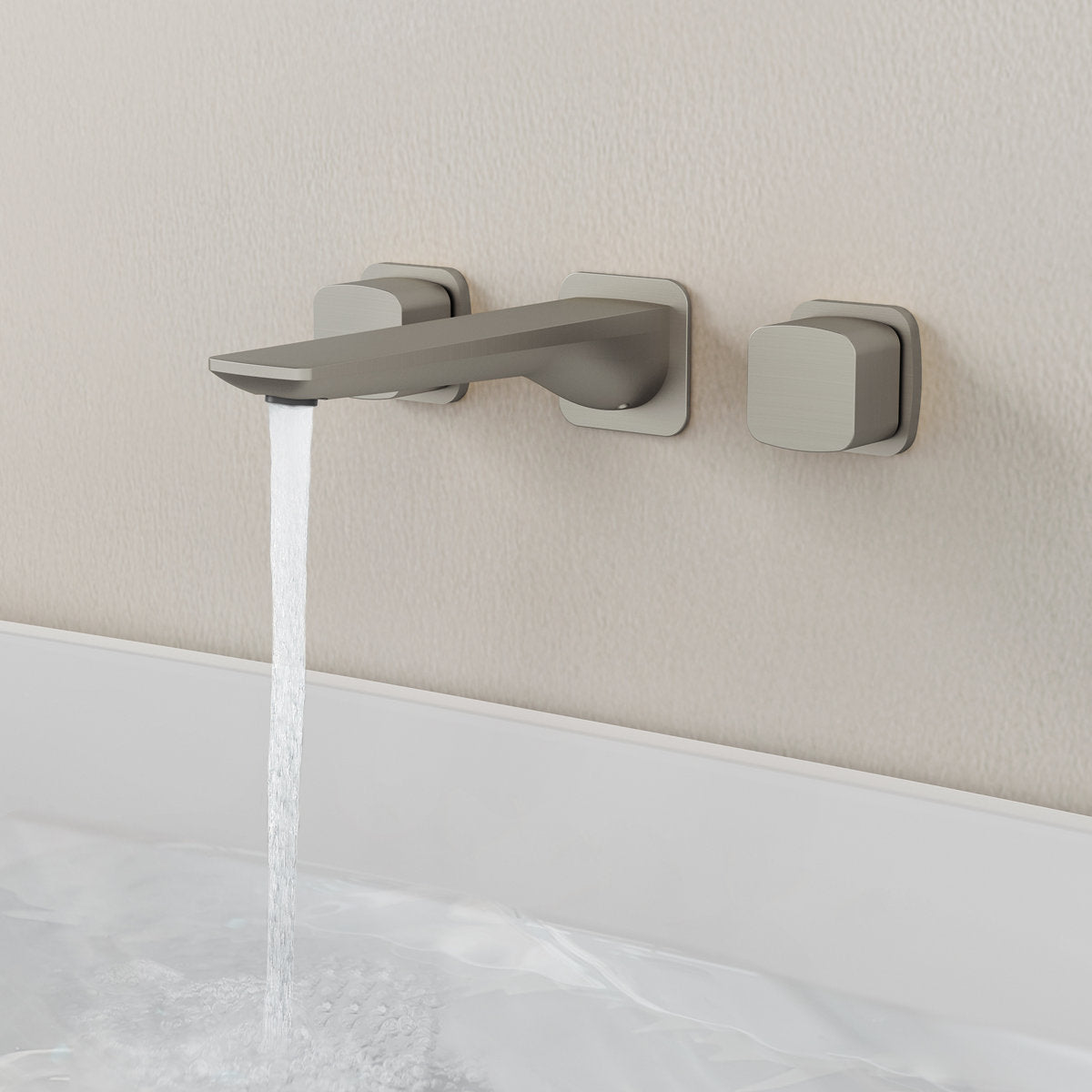 2-Handle Wall Mounted Roman Tub Faucet with Rough-In Valve SFS-1315T-NK - Brushed Nickel