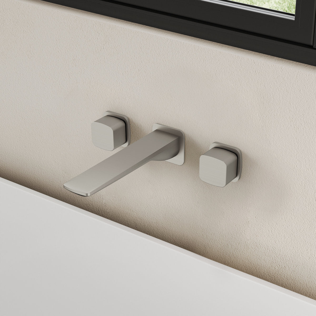 2-Handle Wall Mounted Roman Tub Faucet with Rough-In Valve SFS-1315T-NK - Brushed Nickel