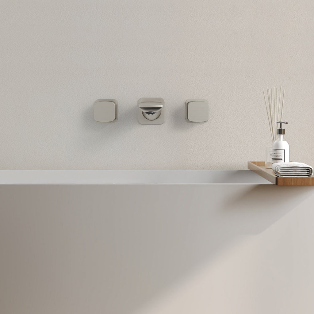 2-Handle Wall Mounted Roman Tub Faucet with Rough-In Valve SFS-1315T-NK - Brushed Nickel
