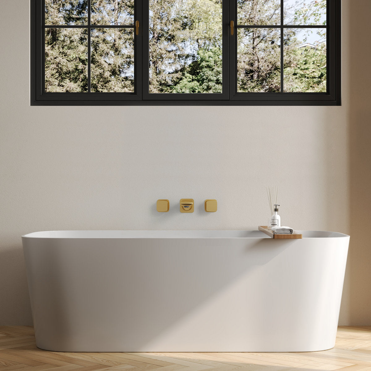 2-Handle Wall Mounted Roman Tub Faucet with Rough-In Valve SFS-1315T-GD - Brushed Gold