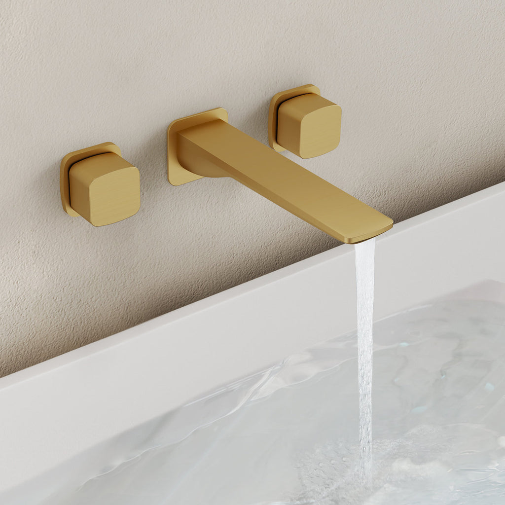 2-Handle Wall Mounted Roman Tub Faucet with Rough-In Valve SFS-1315T-GD - Brushed Gold