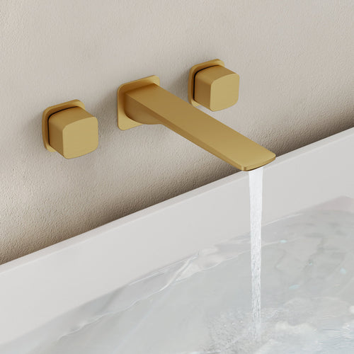 2-Handle Wall Mounted Roman Tub Faucet with Rough-In Valve SFS-1315T-GD - Brushed Gold