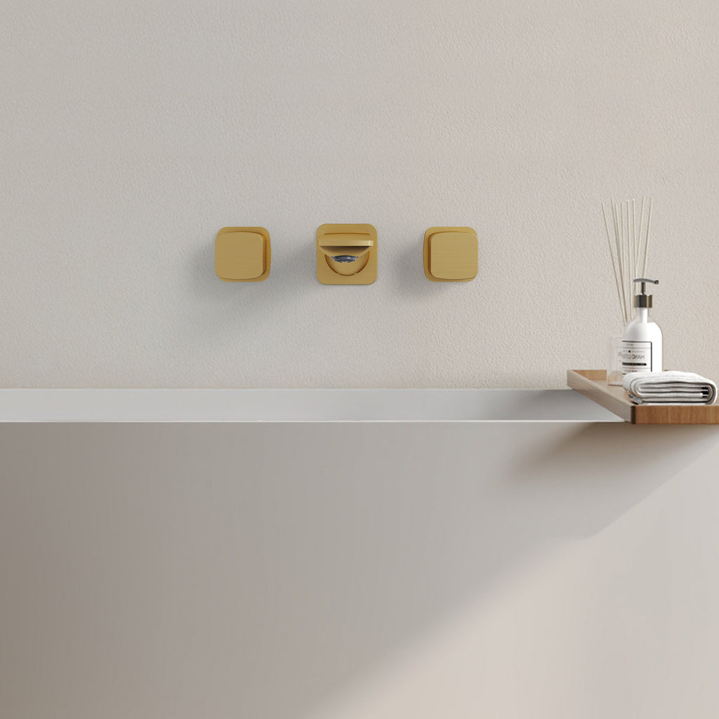 2-Handle Wall Mounted Roman Tub Faucet with Rough-In Valve SFS-1315T-GD - Brushed Gold