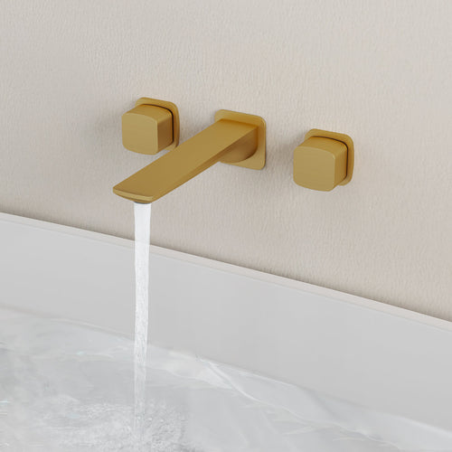 2-Handle Wall Mounted Roman Tub Faucet with Rough-In Valve SFS-1315T-GD - Brushed Gold