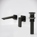 Wall Mounted Bathroom Faucet, Single-handle Bathroom Sink Faucet with Drain Assembly SFS-1317B-BK - Matte Black