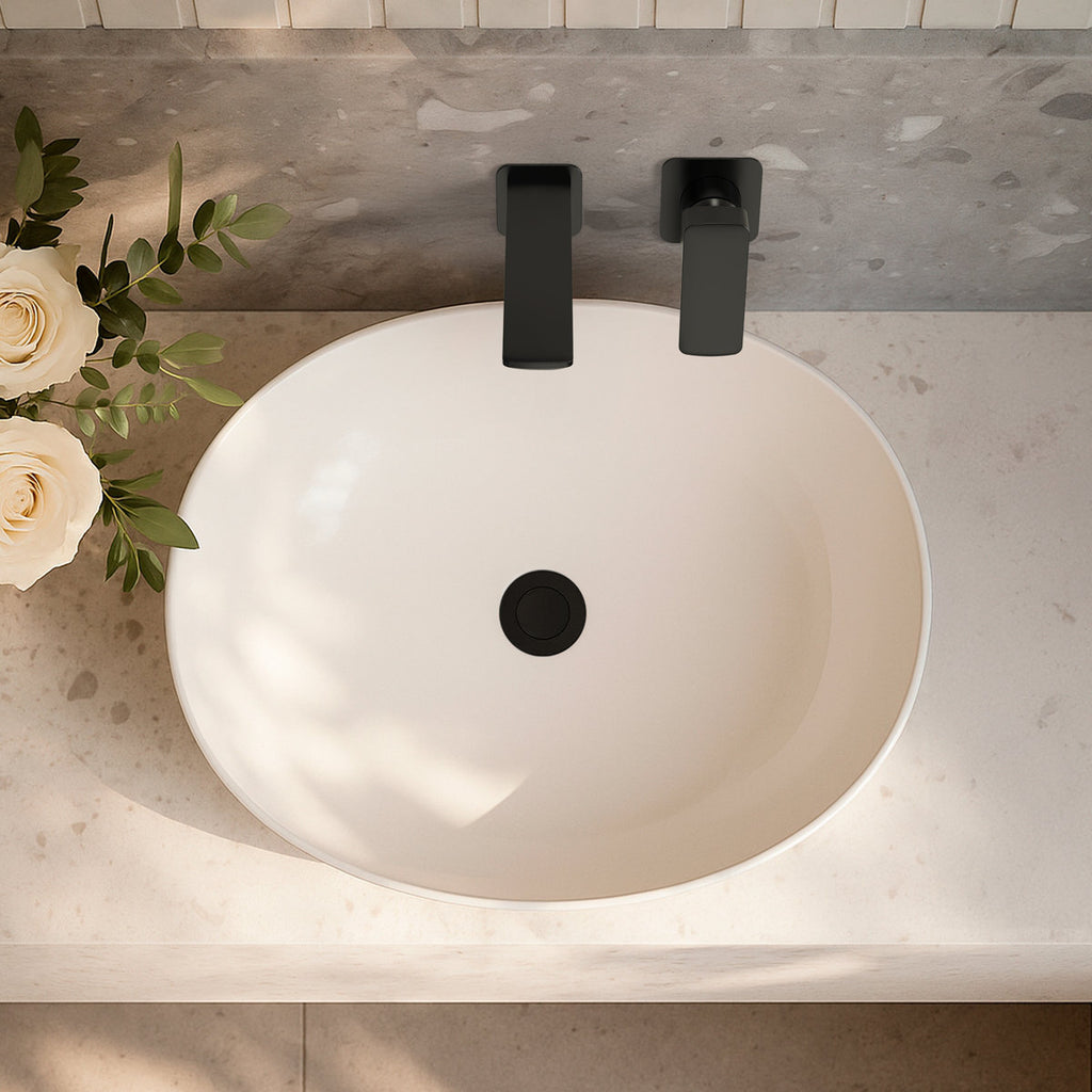 Wall Mounted Bathroom Faucet, Single-handle Bathroom Sink Faucet with Drain Assembly SFS-1317B-BK - Matte Black