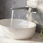 Wall Mounted Bathroom Faucet, Single-handle Bathroom Sink Faucet with Drain Assembly SFS-1317B-NK - Brushed Nickel