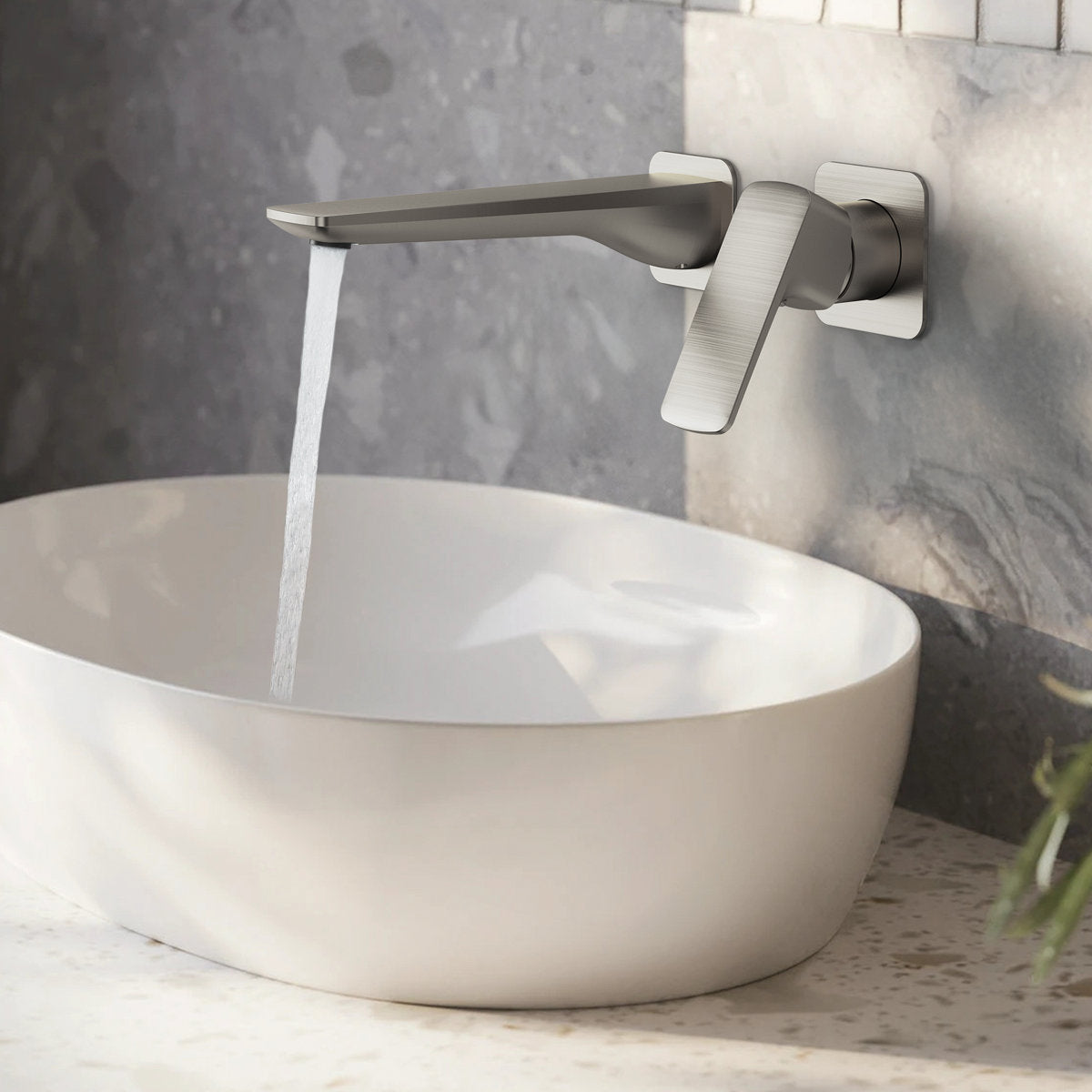 Wall Mounted Bathroom Faucet, Single-handle Bathroom Sink Faucet with Drain Assembly SFS-1317B-NK - Brushed Nickel