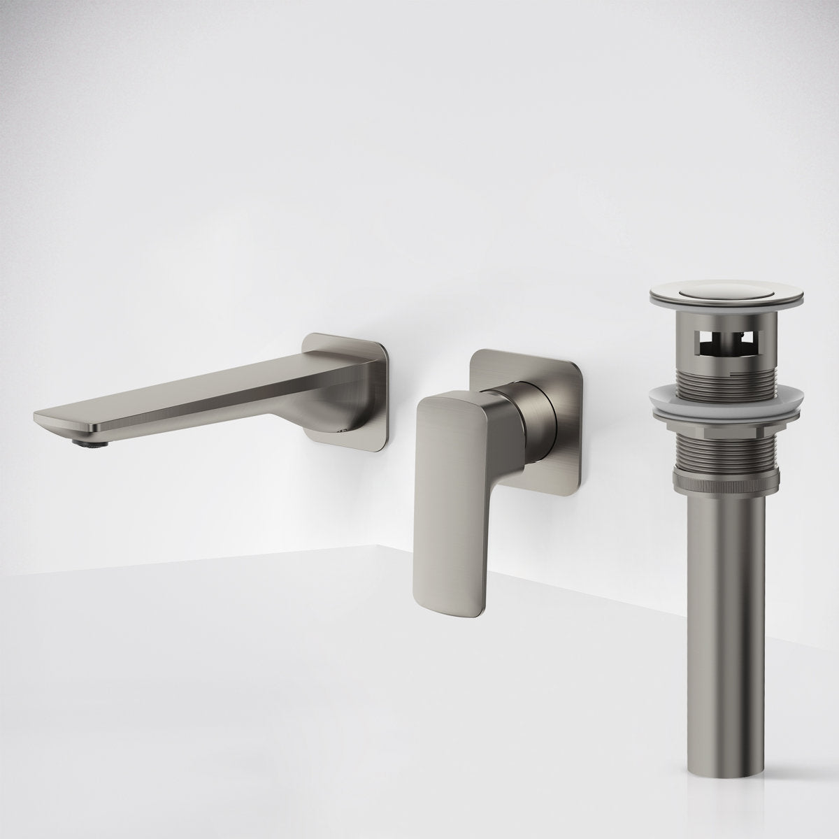 Wall Mounted Bathroom Faucet, Single-handle Bathroom Sink Faucet with Drain Assembly SFS-1317B-NK - Brushed Nickel