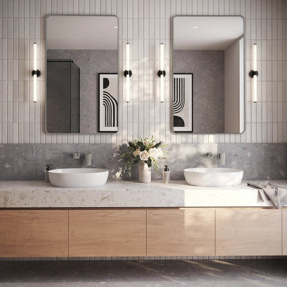 Wall Mounted Bathroom Faucet, Single-handle Bathroom Sink Faucet with Drain Assembly SFS-1317B-NK - Brushed Nickel