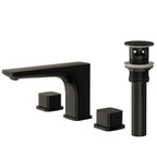 Widespread Bathroom Faucet 3 Hole, 2-handle Bathroom Sink Faucet with Drain Assembly SFS-1316B-BK - Matte Black