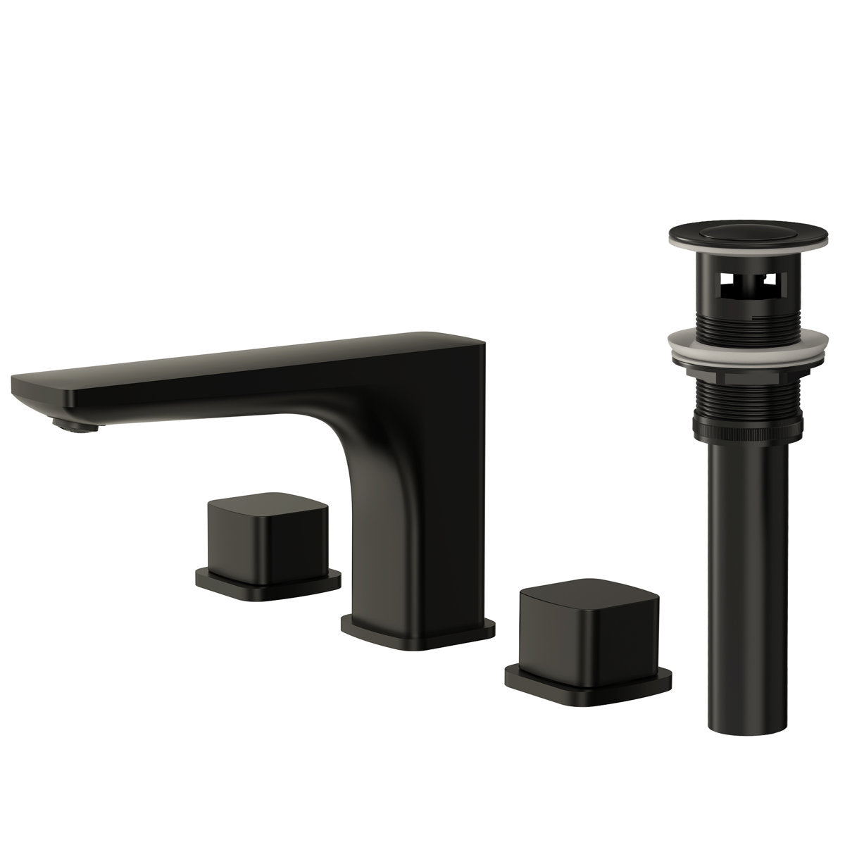 Widespread Bathroom Faucet 3 Hole, 2-handle Bathroom Sink Faucet with Drain Assembly SFS-1316B-BK - Matte Black