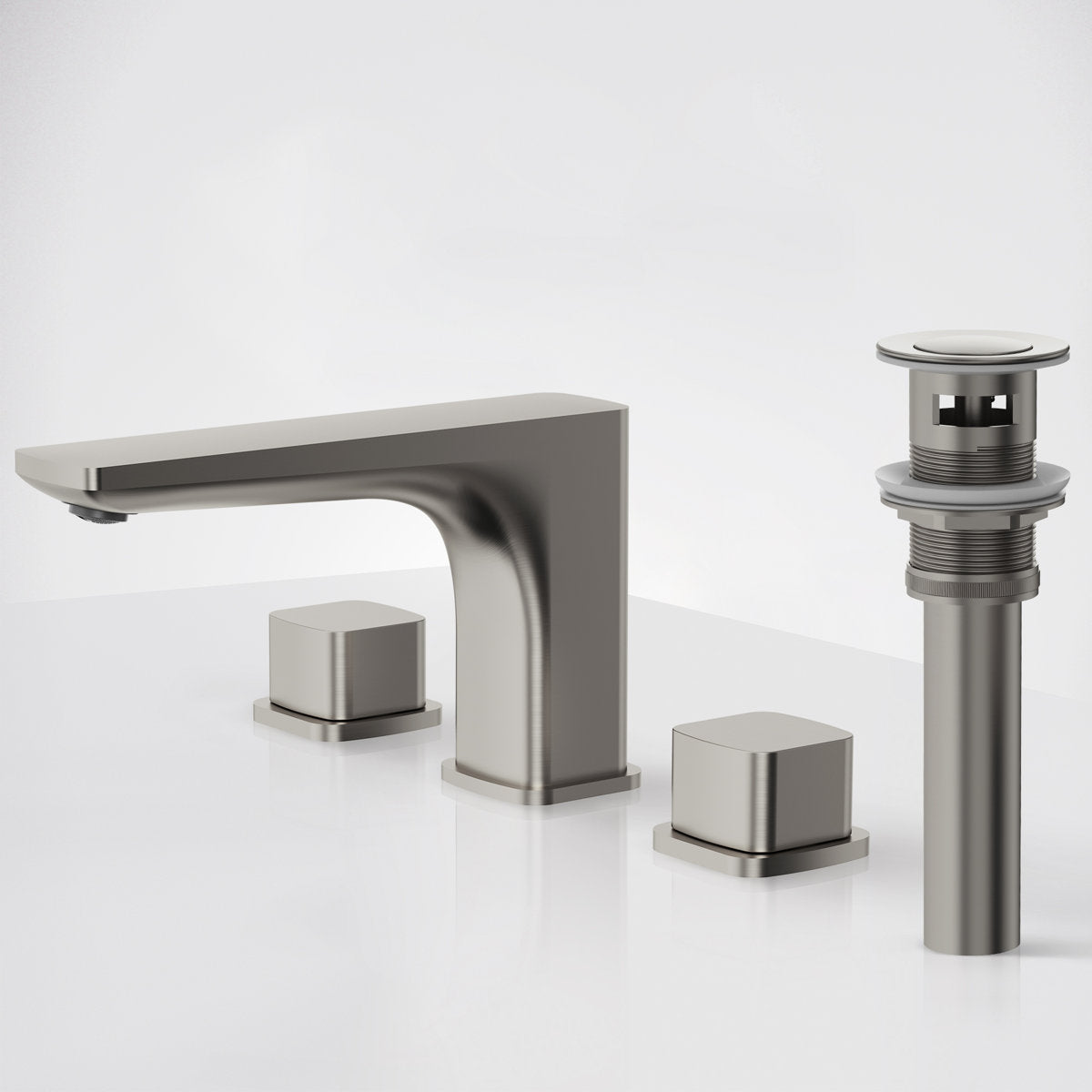 Widespread Bathroom Faucet 3 Hole, 2-handle Bathroom Sink Faucet with Drain Assembly SFS-1316B-NK - Brushed Nickel