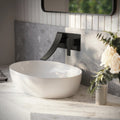 Wall Mounted Bathroom Sink Faucet, Single-handle Bathroom Faucet with Drain Assembly SFS-1305B-BK - Matte Black