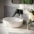 Wall Mounted Bathroom Sink Faucet, Single-handle Bathroom Faucet with Drain Assembly SFS-1305B-BK - Matte Black