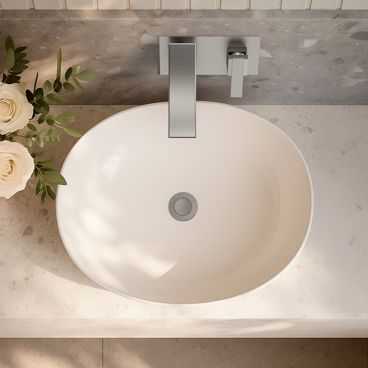 Wall Mounted Bathroom Faucet, Single-handle Bathroom Sink Faucet with Drain Assembly SFS-1305B-NK - Brushed Nickel