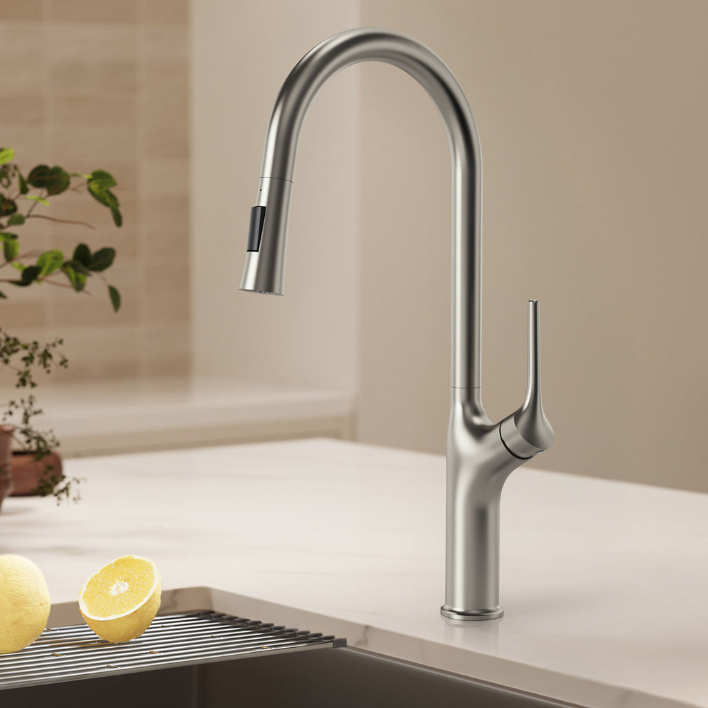 Pull Down Single Handle Kitchen Faucet with Dual Function SFS-1300K-SS - Stainless Steel