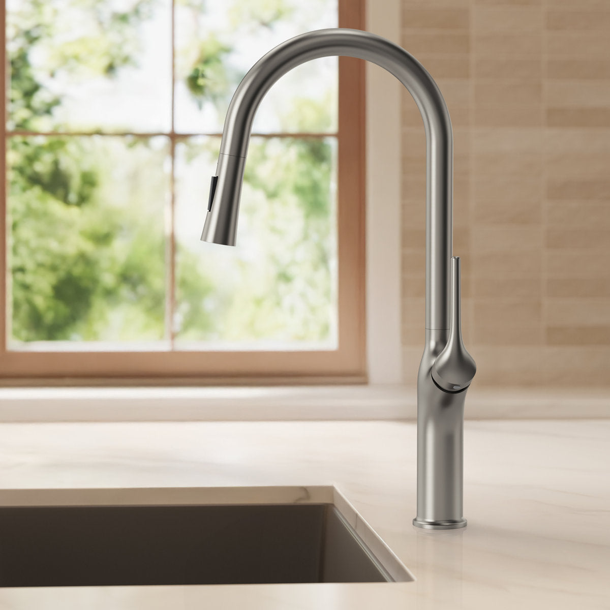 Pull Down Single Handle Kitchen Faucet with Dual Function SFS-1300K-SS - Stainless Steel