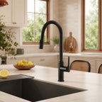 Dual-Function Single-Handle Pull-Down Kitchen Faucet with Swivel Spout SFS-1297K-BK - Matte Black