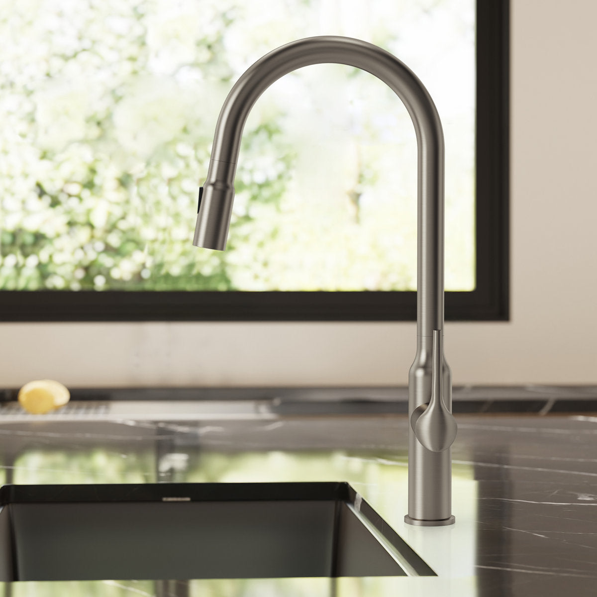Dual-Function Single-Handle Pull-Down Kitchen Faucet with Swivel Spout SFS-1297K-SS - Stainless Steel