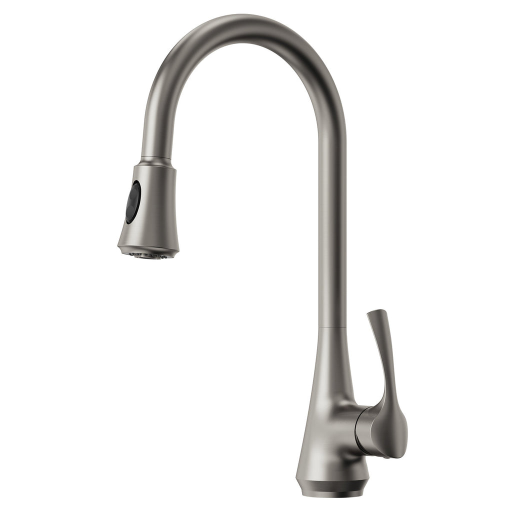 Pull Down Kitchen Sink Faucet, Single Handle Kitchen Faucet with Swivel Spout SFS-1298K-SS - Stainless Steel