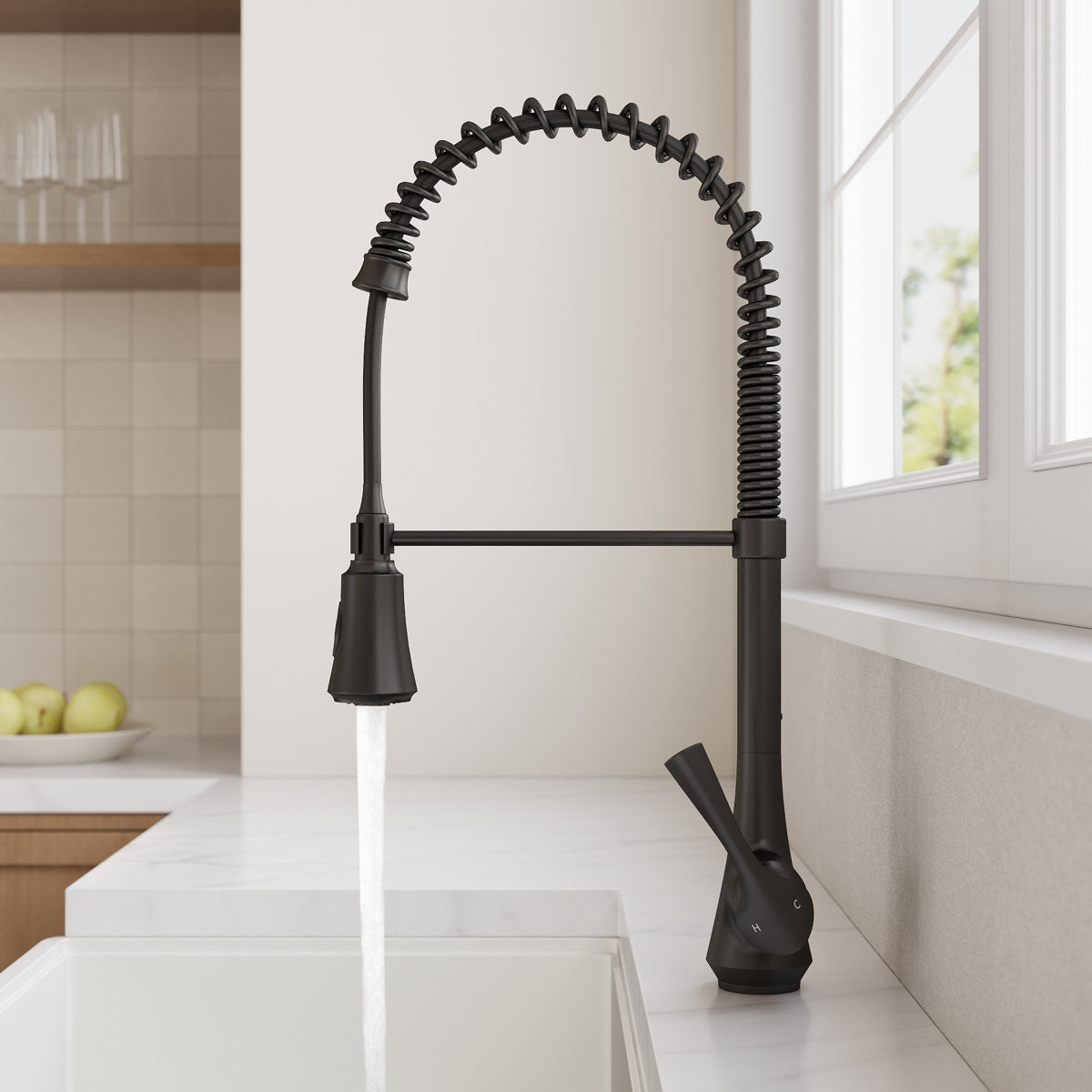 Commercial-Style 2-Function Pull-Down Single-Handle Kitchen Faucet SFS-1299K-BK - Matte Black