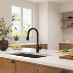 Dual-Function Single-Handle Pull-Down Kitchen Faucet with 360 Degree Swivel Spout SFS-1301K-BK - Matte Black