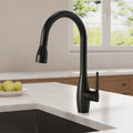 Dual-Function Single-Handle Pull-Down Kitchen Faucet with 360 Degree Swivel Spout SFS-1301K-BK - Matte Black