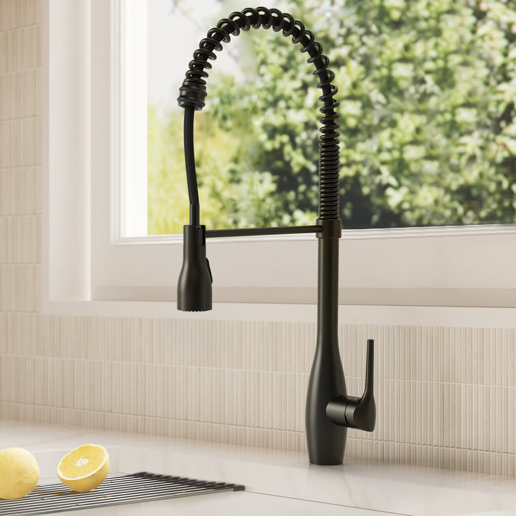 Commercial Style Dual Function Single Handle Pull Down Kitchen Faucet SFS-1302K-BK - Matte Black