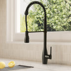 Commercial Style Dual Function Single Handle Pull Down Kitchen Faucet SFS-1302K-BK - Matte Black