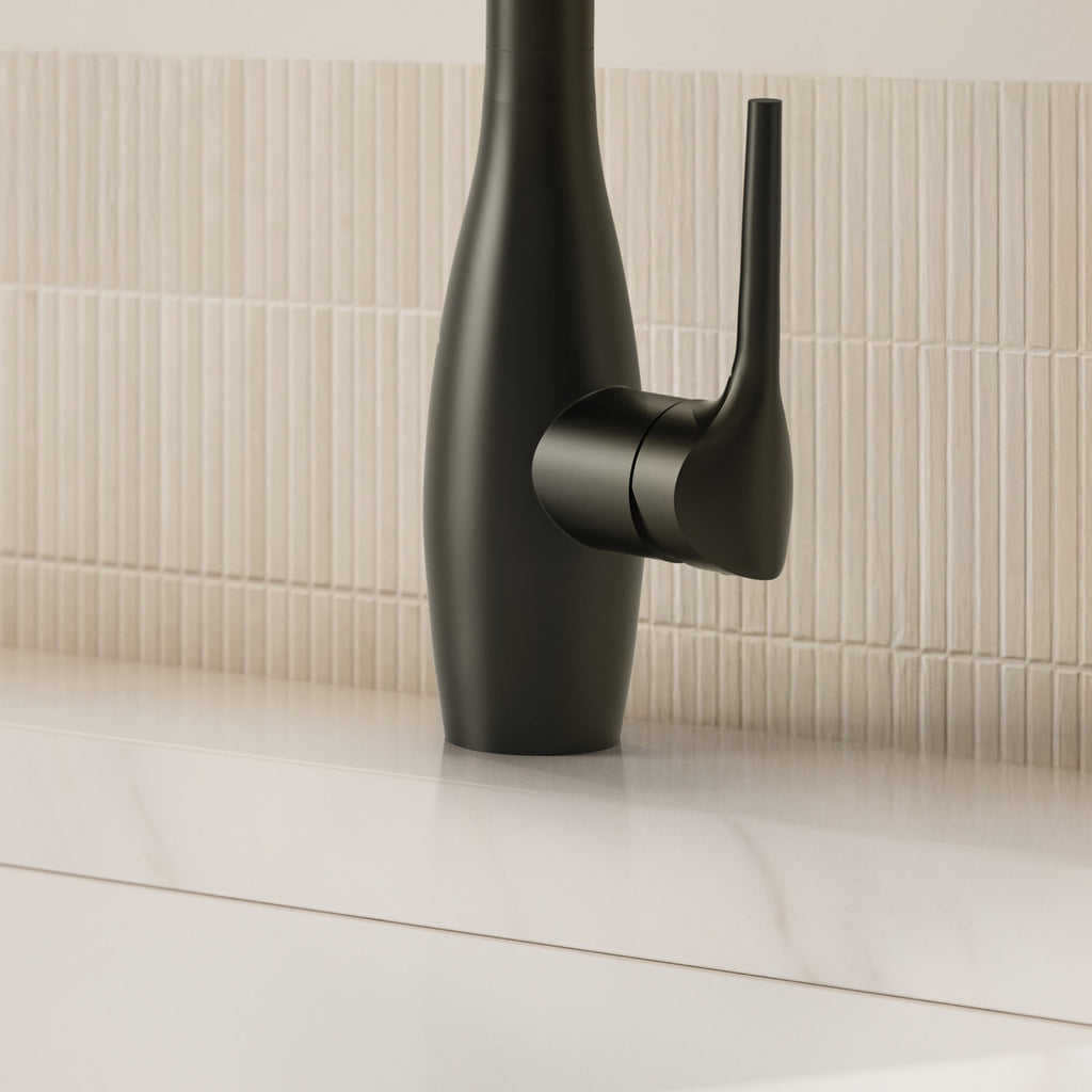 Commercial Style Dual Function Single Handle Pull Down Kitchen Faucet SFS-1302K-BK - Matte Black