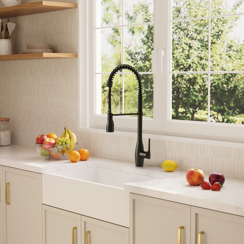 Commercial Style Dual Function Single Handle Pull Down Kitchen Faucet SFS-1302K-BK - Matte Black