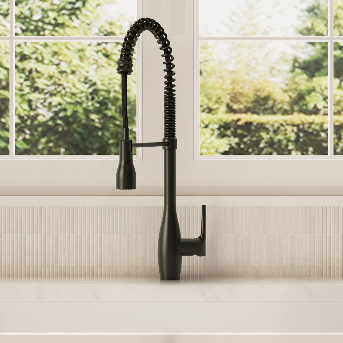 Commercial Style Dual Function Single Handle Pull Down Kitchen Faucet SFS-1302K-BK - Matte Black