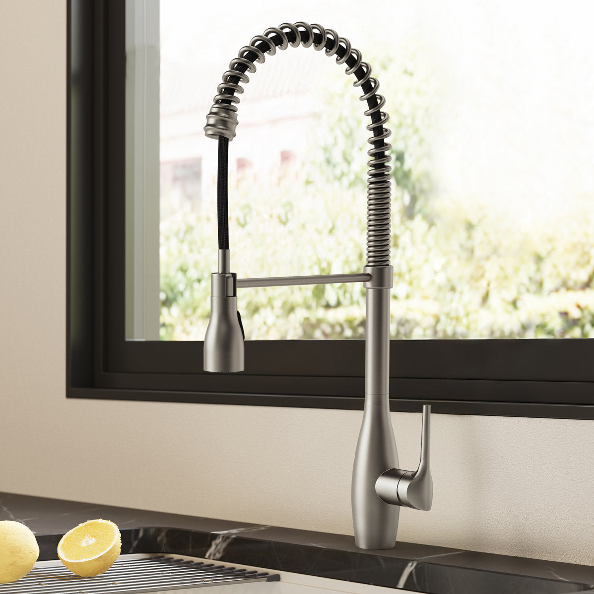 Commercial Style Dual Function Single Handle Pull Down Kitchen Faucet SFS-1302K-SS - Stainless Steel