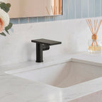Single Hole Bathroom Faucet, Single-Handle Waterfall Sink Faucet with Drain Assembly SFS-1318B-BK - Matte Black