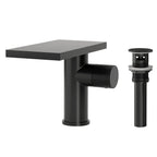 Single Hole Bathroom Faucet, Single-Handle Waterfall Sink Faucet with Drain Assembly SFS-1318B-BK - Matte Black